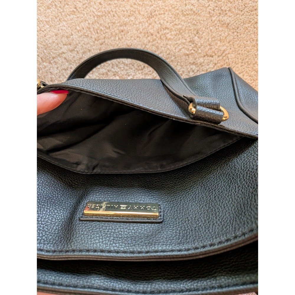 Tommy Hilfiger Tote Bag Black Pebbled Faux Leather Crossbody Handbag - Picture 6 of 7